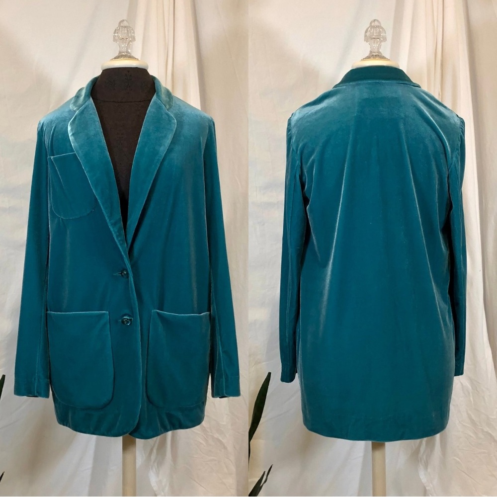 Vintage 1990s Platinum by Dorothy Schoelen Velvet Longline Blazer Jacket